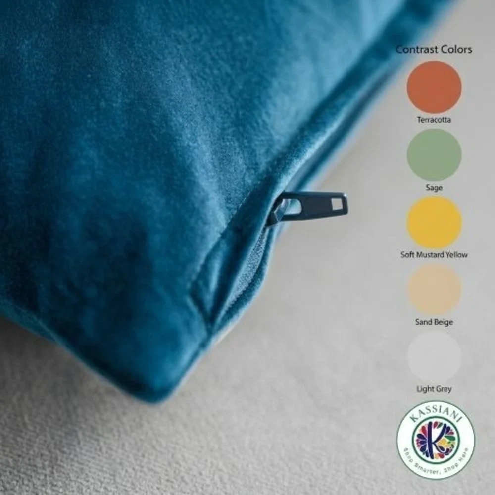 IKEA SANELA Cushion Cover Blue Cotton Velvet 16x23